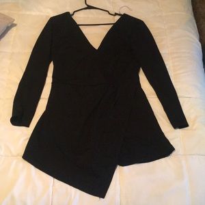 Fashion Nova Geri Asymmetrical Romper Black